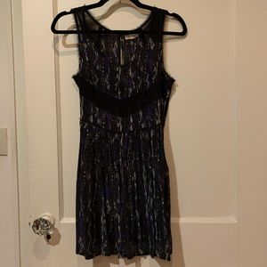 Black, Navy and White Sleeveless Minidress
